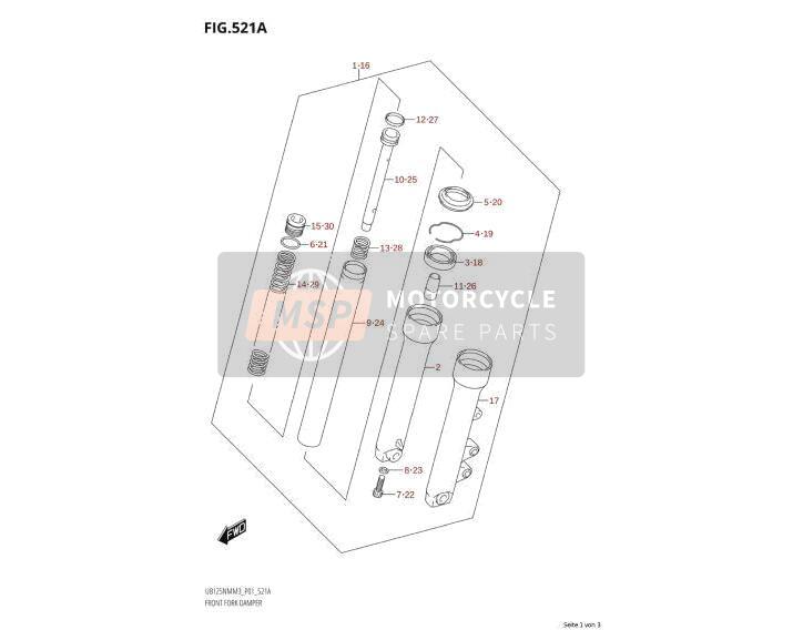 5110344K00291, Amortiguador Completo, Horquilla Delantera Derecho, Suzuki, 0